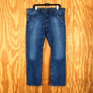 True Craft Men's Straight Leg Jeans - Size 38x32 - Dark Wash - Stretch Denim